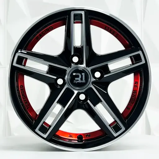 [137528] RIN 13X5.5 4-100 R1 SPORT JA150 BLACK MACHINE FACE RED LINE ET25 CB73.1